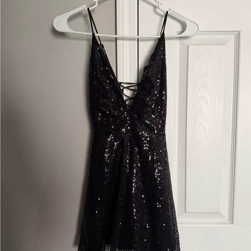 Lucy in the Sky Glittering Black Mini Dress